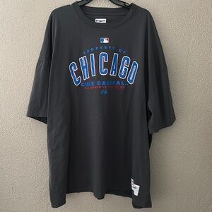Mens Majestic Chicago Cubs Baseball MLB Cotton Short Sleeve TShirt, Gray, 5X